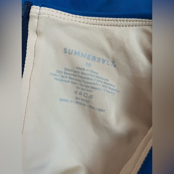 Summersalt The Surf High Neck Cap Sleeve One Piece Swimsuit, Blue; size 10 - Picture 5 of 6